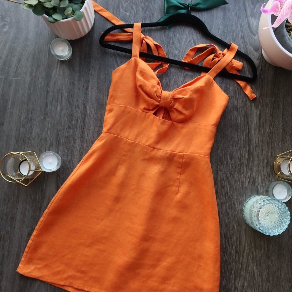 Reformation Pearson Linen Dress, Citrus Orange 🍊